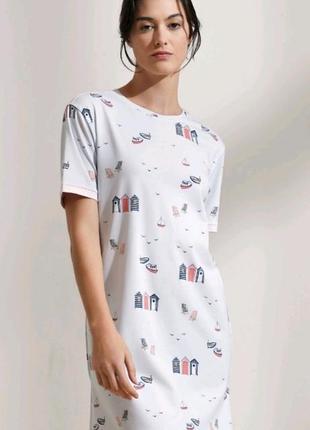 Туника для дома и сна hays турция хлопок голубая с принтом