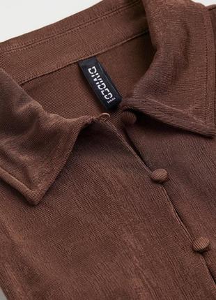 Кофта топ топик футболка блуза рубчик рубчік еластичний блузка сорочка рубашка h&m однотонна коричнева кежуал коричневая базовая базова джемпер3 фото