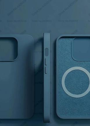 Чехол на iphone 15 pro силікон синій, чохол на айфон 15 про, чехол з безпрлводною зарядкою синій