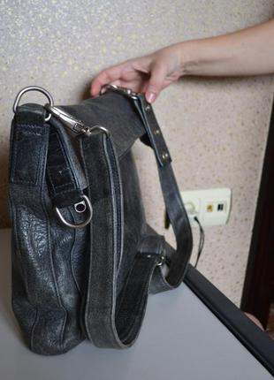 Saccoo leather большая кожаная сумка на длинном ремне.5 фото