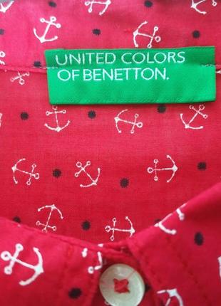 United colors of beneton актуальная рубашка рубашка кэжуал офис принт якоря бренд united colors of beneton3 фото