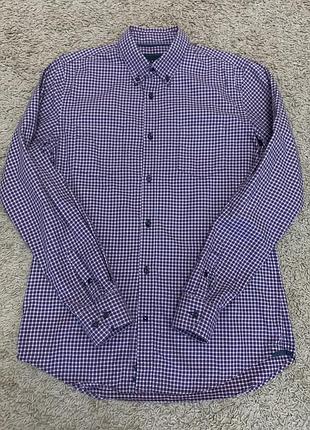 Брендовая рубашка в клетку sisley slim fit размер s