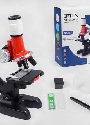 Мікроскоп дитячий lz 8601, підсвітка, предметне скло, колби, пластиковий контейнер