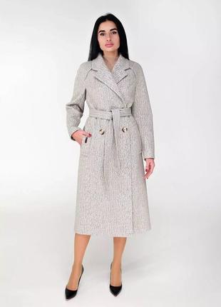 Пальто женское демисезонное светло-серого цвета1 фото