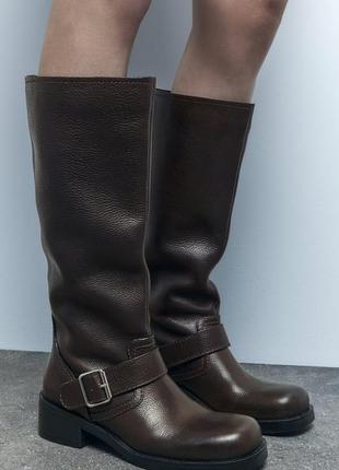 Сапоги кожаные zara3 фото
