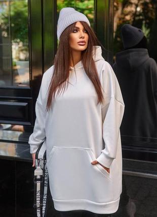 Сукня худі толстовка оверсайз на флісі тепла міні коротка трьохнитка кофта з капюшоном...