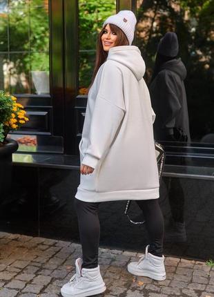 Сукня худі толстовка оверсайз на флісі тепла міні коротка трьохнитка кофта з капюшоном...