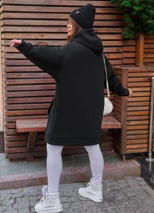 Сукня худі толстовка оверсайз на флісі тепла міні коротка трьохнитка кофта з капюшоном...