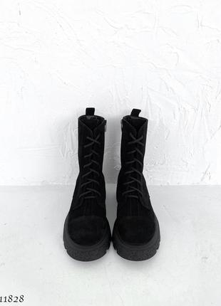 Ботинки деми натуральная замша черные2 фото