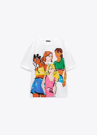 Футболка zara с принтом «девушки» s-m-l