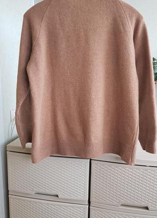 Шерстяной свитер коричневый пуловер бежеввй джемпер реглан овечья шерсть2 фото