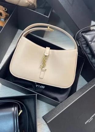 Женская сумка клатч ysl hobo юсл бежевая маленькая стильная изящная сумочка ив сен лоран6 фото