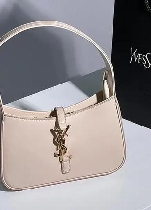 Женская сумка клатч ysl hobo юсл бежевая маленькая стильная изящная сумочка ив сен лоран5 фото