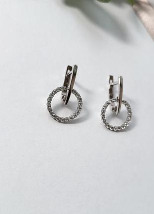 Серебряные сережки серьги палочки с белыми камнями серебро 925 пробы родированное 82821б 2.24г2 фото
