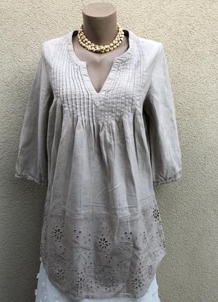 Блуза льон,сорочка,туніка з мереживом,прошва,льон-бавовна