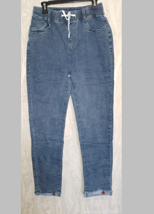 Голубые джинсы, голубые джеггинсы, джинсы на резинке, стрейчевые джинсы, синие джинсы р 48-545 фото