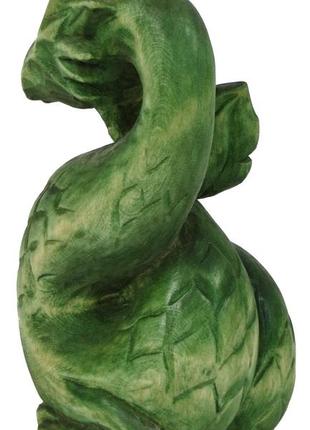 Статуэтка ручной работы зеленый деревянный дракон символ 2024 года6 фото