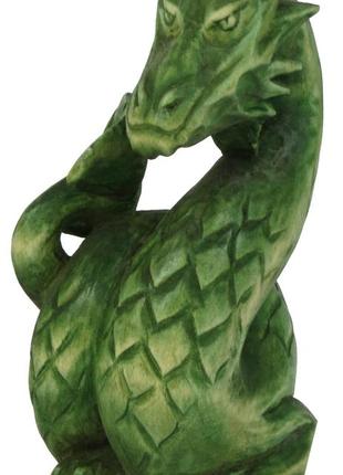Статуэтка ручной работы зеленый деревянный дракон символ 2024 года3 фото