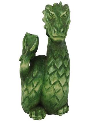 Статуэтка ручной работы зеленый деревянный дракон символ 2024 года4 фото