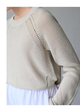 Хлопковый бежевый свитер benetton. женский свитер весна зима. джемпер хлопок3 фото