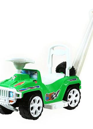 Машинка каталка для дітей orion оріончик із ручкою зелена 856з