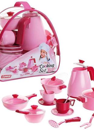 Ігровий набір посуду cooking set рожевий юніка 71740