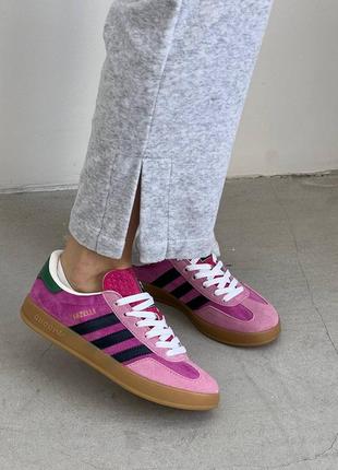 Adidas gazelle x gucci pink green10 фото