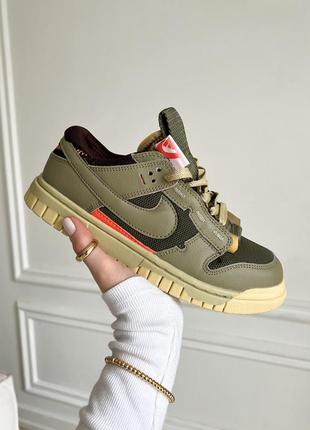 Стильные женские кроссовки nike air dunk low jumbo medium olive хаки