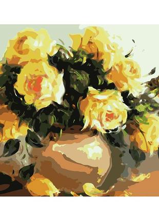 Картина за номерами квіти жовті троянди strateg 40х50 см gs1171 фото