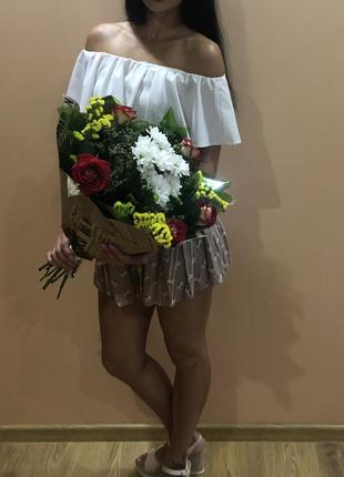 Красивый топ с воланом xs-s