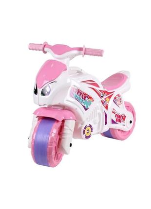 Каталка-біговел мотоцикл технок біло-рожевий 5798txk