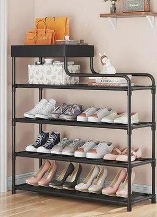 Стелаж для взуття shoe rack black полиця для взуття-08-02, метал, 60х18.5х78.5 см