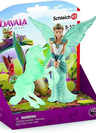 Іграшка-фігурка schleich bayala айела та крижана скульптура єдинорога 8.2х15х18 см 70587