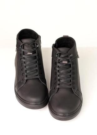 Ботинки мужские зимние кожаные мех 4s черные 483 фото