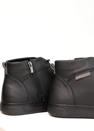 Ботинки мужские зимние кожаные мех 4s черные 487 фото