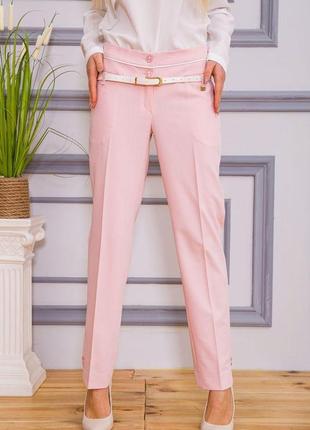 Класичні жіночі штани, рожевого кольору, з поясом, розміри 44, 42, 40, 38 fa_000183