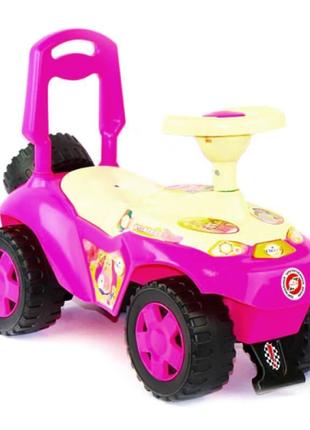 Детская машинка-каталка толокар orion дракоша со звуком розовая 198д