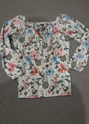 Блуза сорочка з квітами1 фото