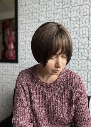 Парик короткая стрижка, каре русый