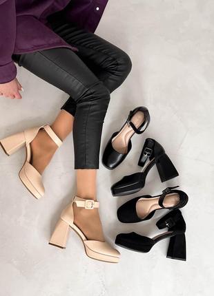 Женские туфли на квадратном каблуке2 фото