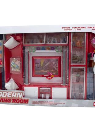 Мебель для кукол qun feng toys современная комната красная с светозвуковыми эффектами 26230
