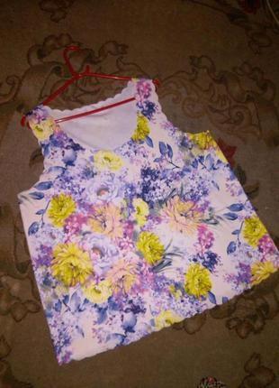 Чудова,трикотажна,стрейч,базова блуза-безрукавка в квітковий принт,великого розміру5 фото