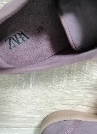 Кроссовки zara 39 сникерсы замша сиреневые5 фото