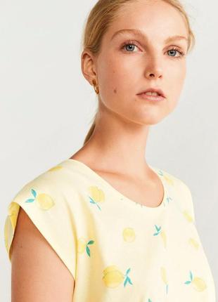 Футболка бавовна mango принт полуниця, лимон