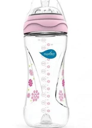 Бутылочка для кормления nuvita mimic 330 мл 4м+ антиколиковая розовая nv6050pink