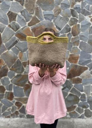 Сумка летняя сумочка корзинка из джута плетеная вязаная натуральная эко новая! корзинка для фотосессии фото5 фото