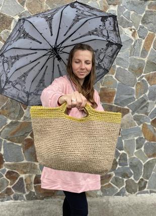 Сумка летняя сумочка корзинка из джута плетеная вязаная натуральная эко новая! корзинка для фотосессии фото6 фото