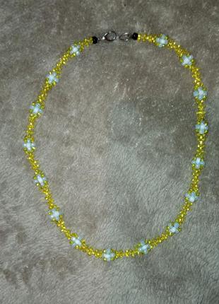 Ожерелье из бисера и бусин чекер1 фото