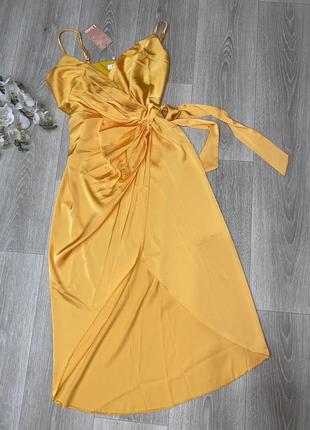 Атласное платье миди на запах liena, m.1 фото