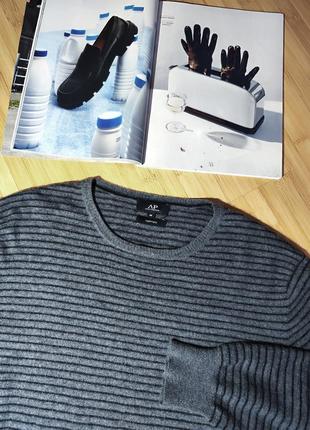 Avant-premier🔥 мужской серый свитер в полоску из 100% кашемира5 фото